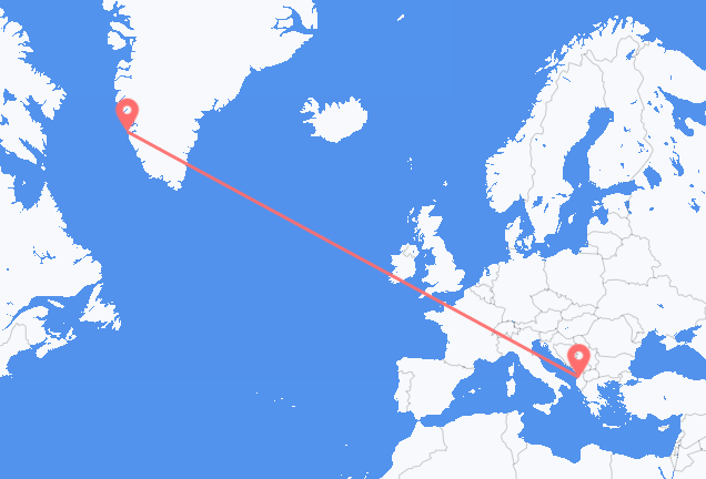 Vluchten van Nuuk naar Tirana