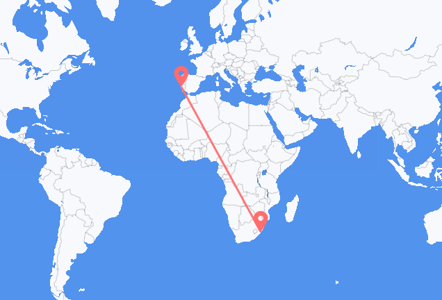 Flyg från Durban till Lissabon