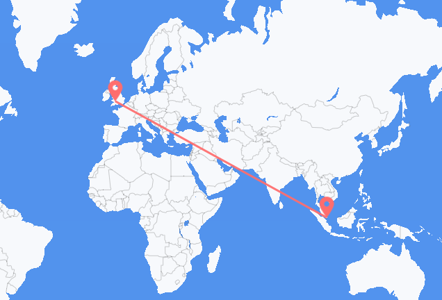 Vluchten van Singapore naar Cardiff