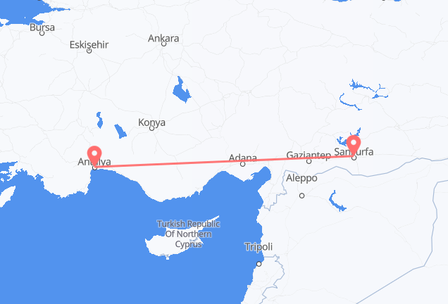 Flüge von Antalya, die Türkei nach Şanlıurfa, die Türkei