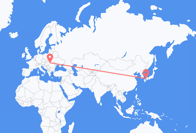 Flug frá Hiroshima, Japan til Satu Mare, Rúmeníu