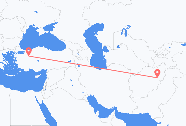 Flüge von Kabul, Afghanistan nach Eskişehir, die Türkei