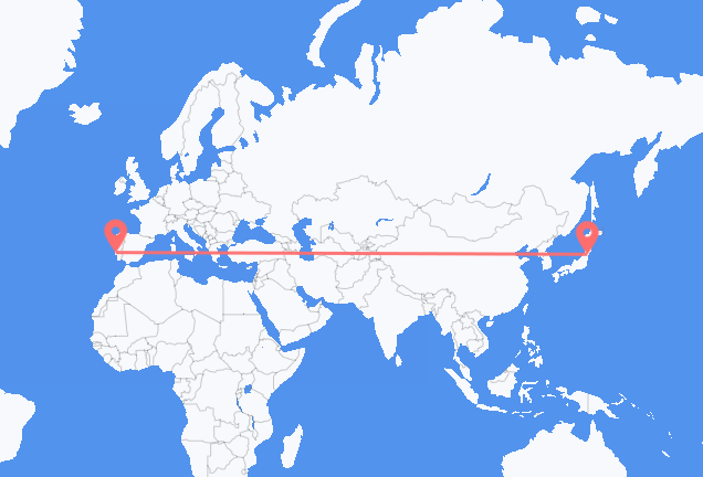 Flyg från Sendai till Lissabon