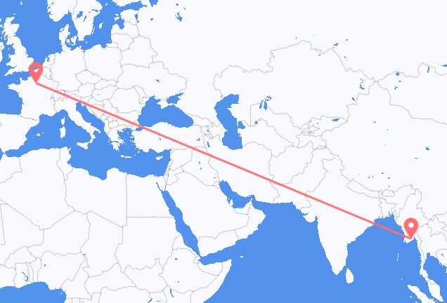 Flyreiser fra Yangon, til Paris