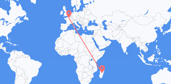 Flyreiser fra Madagaskar til Frankrike