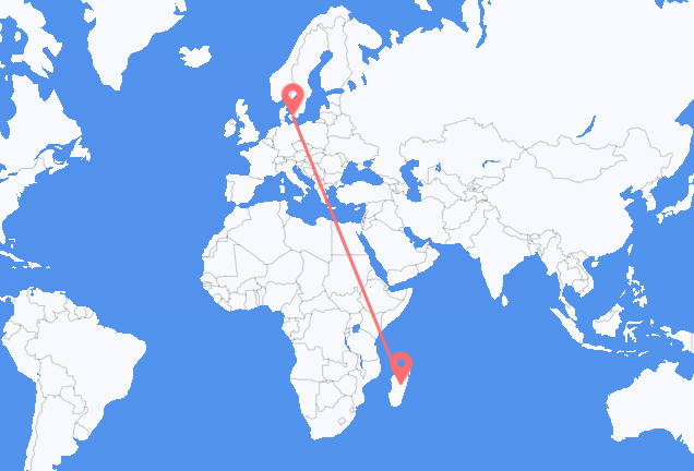 Flyreiser fra Antananarivo, til København