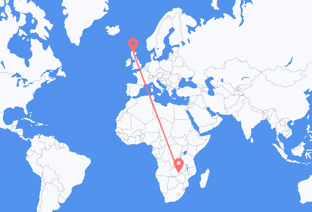 Flyrejser fra Lusaka til Inverness