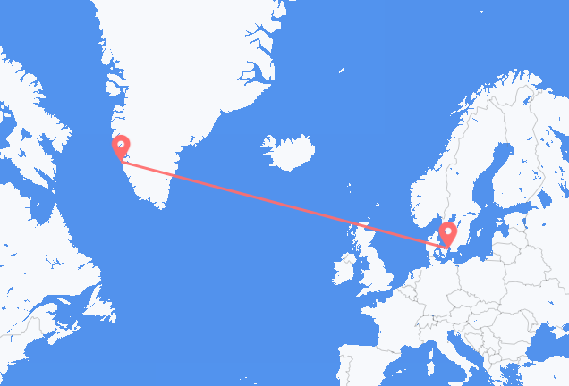 Vluchten van Nuuk naar Kopenhagen
