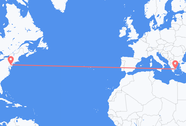 Voos do norte da Filadélfia para Atenas