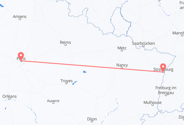 Рейсы из Страсбурга, Франция в Париж, Франция