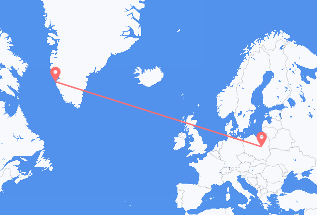 Vluchten van Nuuk naar Warschau