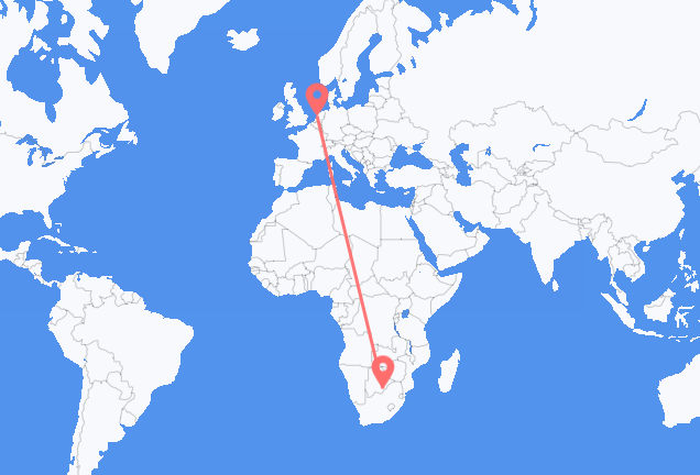 Vluchten van Gaborone naar Amsterdam