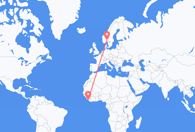 Flyrejser fra Monrovia til Oslo