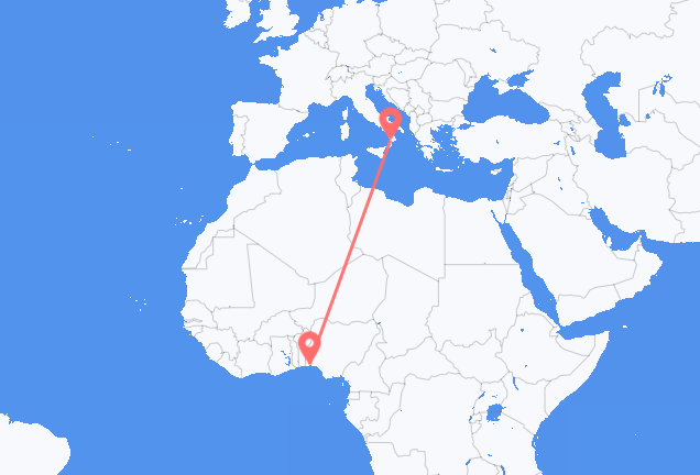 Vluchten van Lagos naar Lamezia Terme