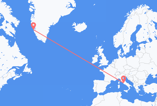 Vluchten van Nuuk naar Rome