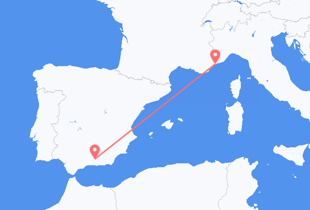 Vluchten van Nice naar Granada