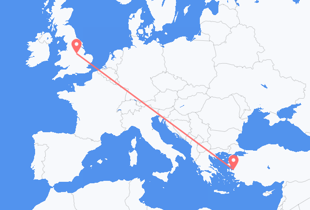 Vluchten van Izmir naar Nottingham