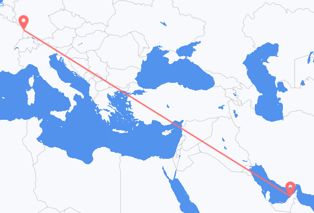 두바이 출발, 스트라스부르 도착 항공편