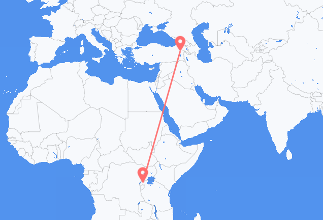 Flyg från Kigali till Ağrı merkez