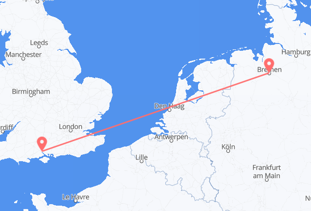 Flyrejser fra Bremen, Tyskland til Southampton, England