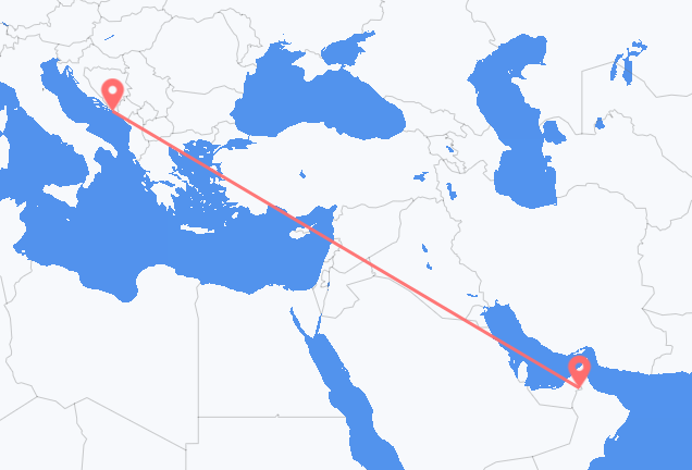 Loty z Al-Ajn, Zjednoczone Emiraty Arabskie do Dubrownika, Chorwacja