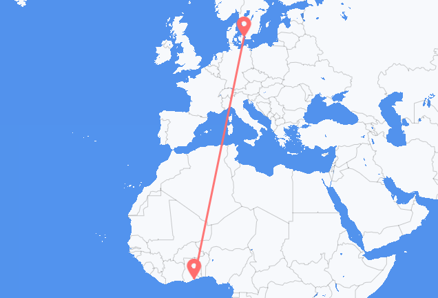 Vols d’Accra pour Copenhague