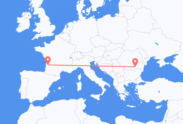 부카레스트 출발, 보르도 도착 항공편