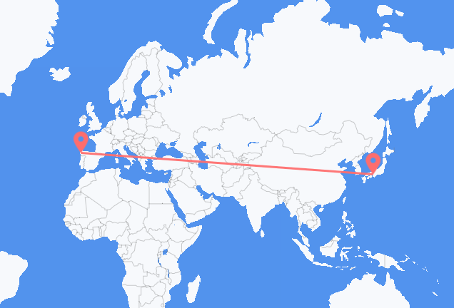 Vluchten van Osaka naar Santiago de Compostella