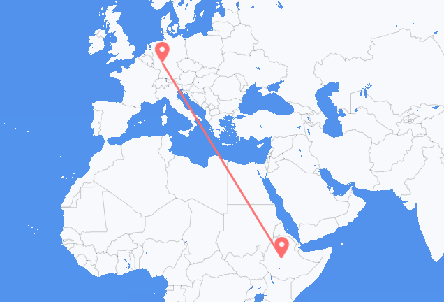 Vluchten van Addis Abeba naar Frankfurt
