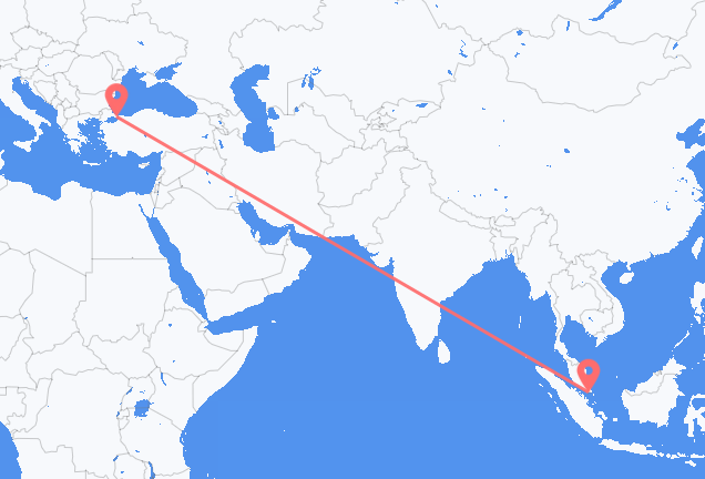 Vluchten van Singapore naar Istanboel