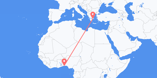 Flyrejser fra Benin til Grækenland