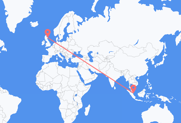 Vluchten van Singapore naar Aberdeen