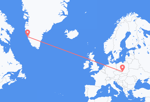Vluchten van Nuuk naar Katowice