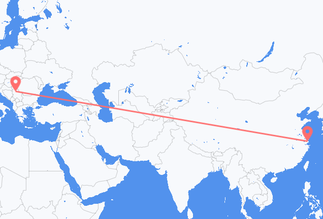 상하이 출발, 베오그라드 도착 항공편