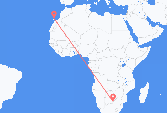 Vluchten van Gaborone naar Lanzarote