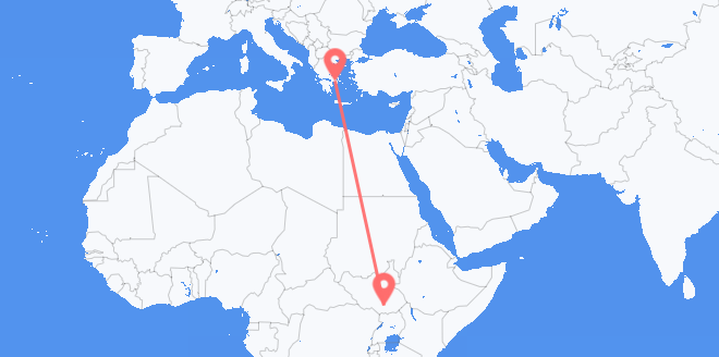 Flyreiser fra Sør-Sudan til Hellas