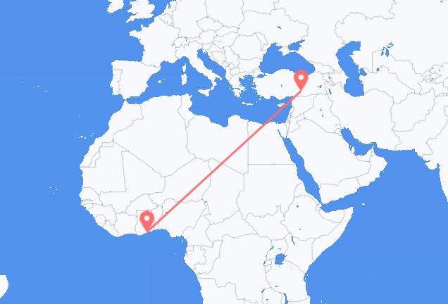 Flyg från Accra till Adiyaman