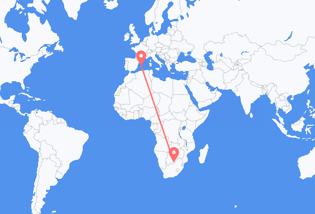 Vluchten van Gaborone naar Palma