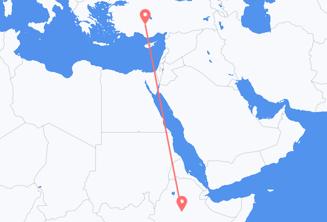 Vluchten van Addis Abeba naar Konya