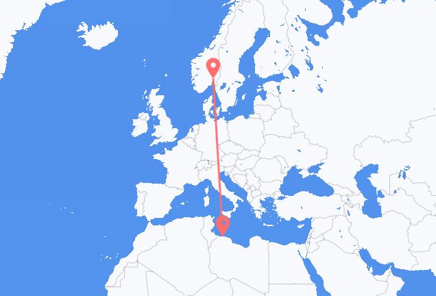 Vluchten van Tripoli naar Oslo