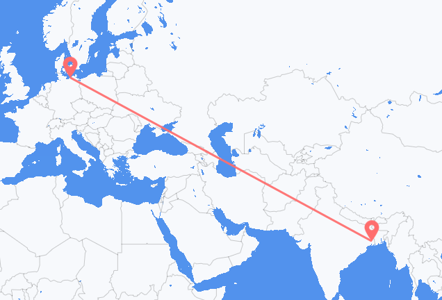 Loty z Kolkata, Indie do Rostocku, Niemcy