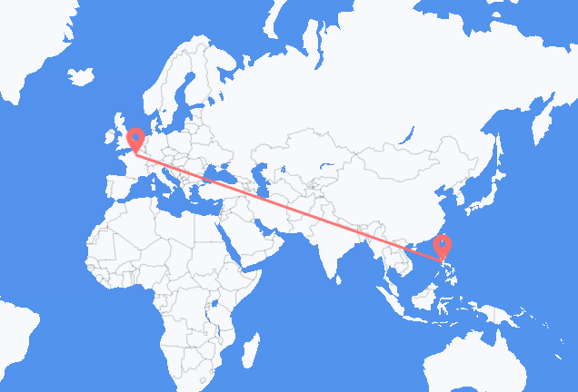 Flyreiser fra Manila, til Paris