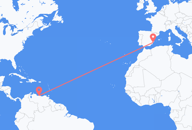 Vluchten van Caracas naar Alicante