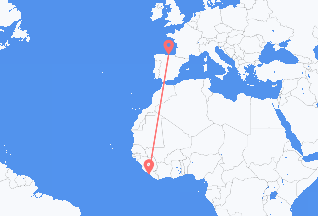 Flyrejser fra Monrovia til Santander