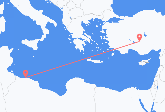 Vluchten van Tripoli naar Konya